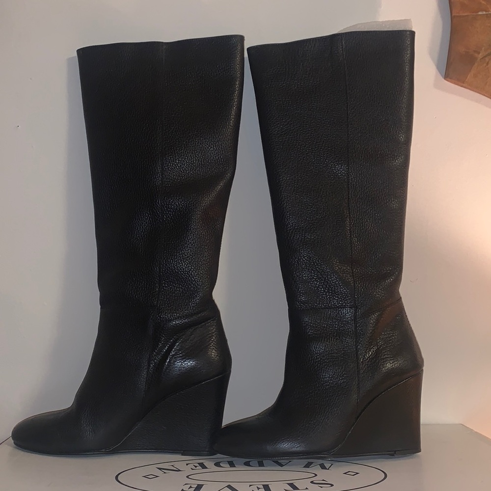 Sz9 Steve Madden kneehigh boots black, slip on